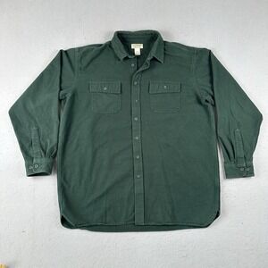 LL Bean Chamois Cloth Shirt Men's 2XL Tall Dark Green Button Up Long Sleeve